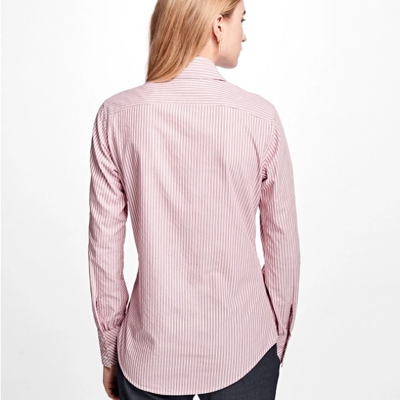 Brooks Brothers Women’s pink Striped Dobby Shirt Sized 4 crisp 100% Cotton - Picture 5 of 16